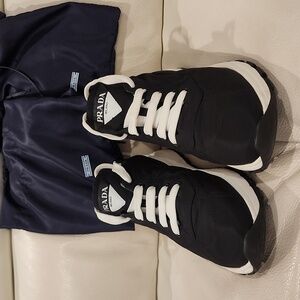 Prada Black Nylon Leather Prax 01 Sneakers